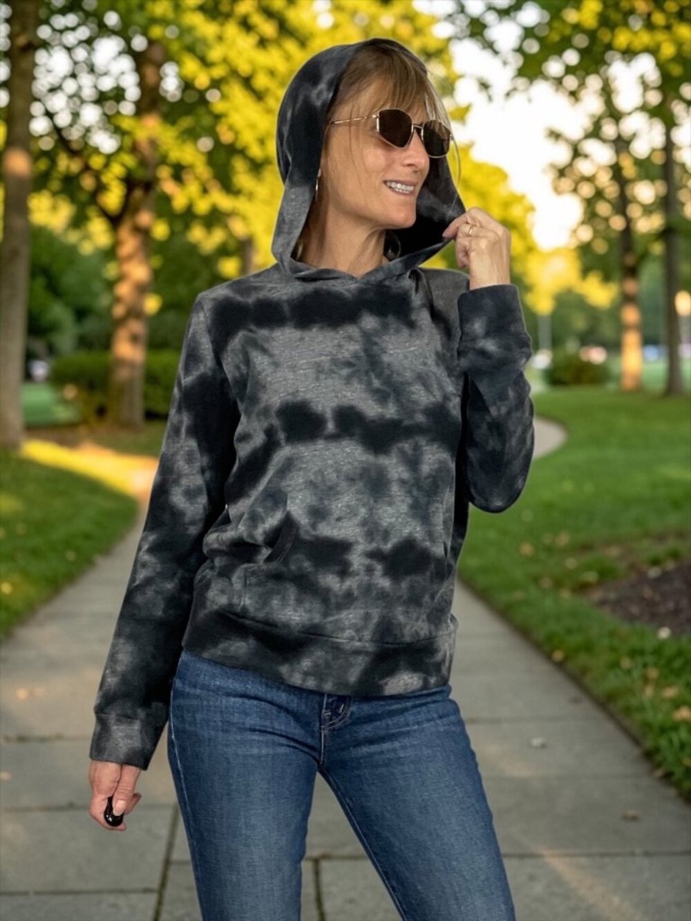Monrow Pullover Hoody Sweatshirt S Crystal Tie Dye